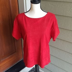 VINTAGE LAURELS TOP VELVET SHIRT RED BLOUSE NEW